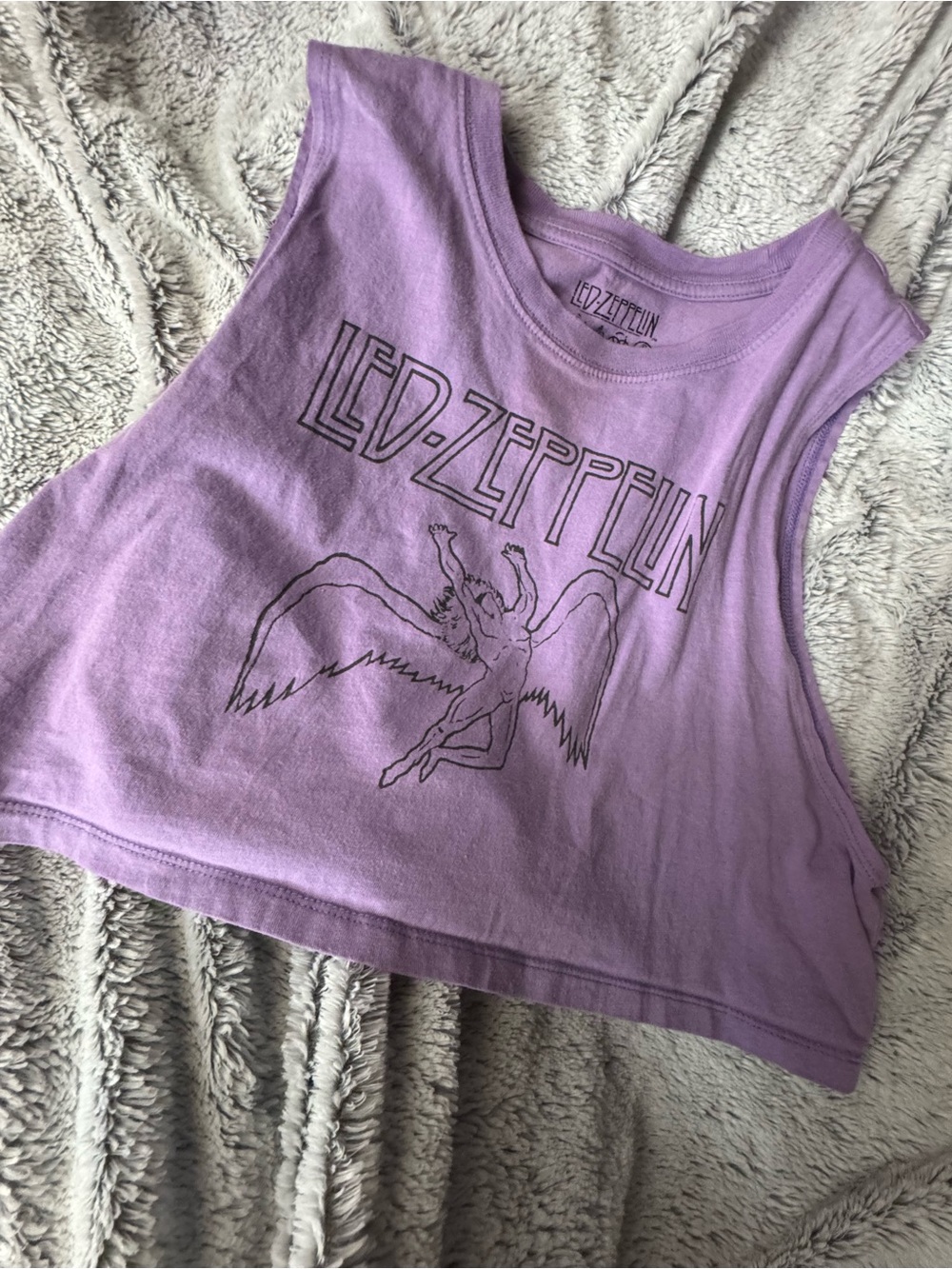 LED ZEPPELIN Lavender Graphic Crop Tank Top - Womens